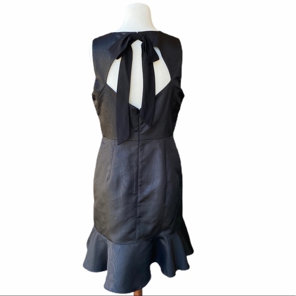 J. CREW Ruffle Hem Bow Back Black Sheen Sheath Dress Size 8 NEW - Picture 6 of 10